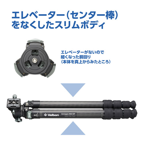 Velbon（ベルボン） 中型カーボン三脚 4段 カルマーニュ N643 MT ...