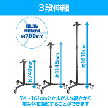 74～161cmとさまざまな高さから被写体を撮影することが可能