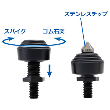 ゴム石突とスパイク石突の変換が可能