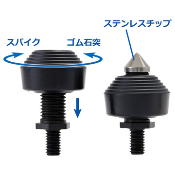 ゴム石突とスパイク石突の変換が可能