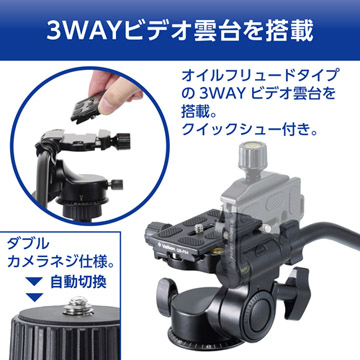 3Wayビデオ雲台を搭載